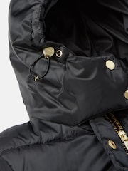 Joules Black Showerproof Longline Padded Coat With Hood - Image 5 of 5