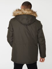Threadbare Khaki Showerproof Utility Pocket Parka Jacket - Image 2 of 4