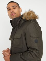 Threadbare Khaki Showerproof Utility Pocket Parka Jacket - Image 4 of 4