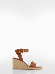 Mango Brown Wedge Buckle Sandals - Image 1 of 3