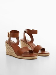 Mango Brown Wedge Buckle Sandals - Image 2 of 3