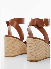 Mango Brown Wedge Buckle Sandals - Image 3 of 3