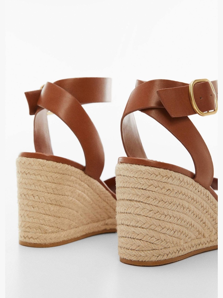 Mango Brown Wedge Buckle Sandals - Image 3 of 3
