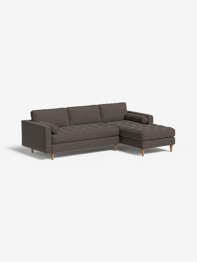 MADE.COM Basket Weave Mocha Scott Right Hand Facing Corner Sofa - Image 1 of 4