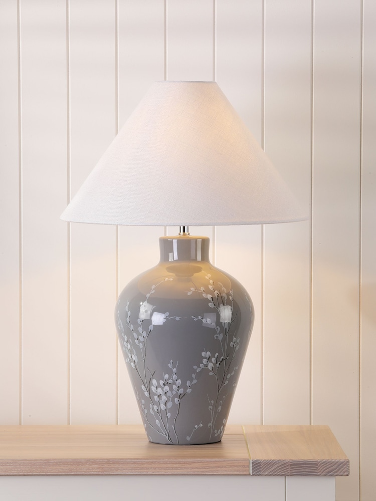 Laura Ashley Grey Pussywillow Table Lamp - Image 1 of 4