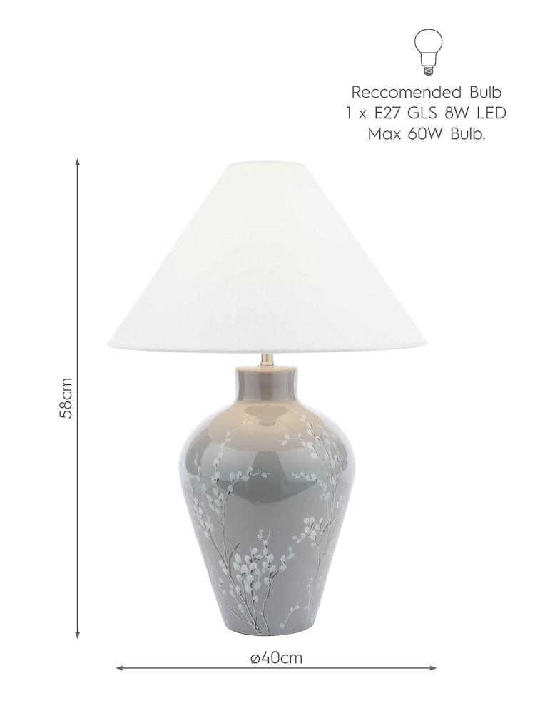 Laura Ashley Grey Pussywillow Table Lamp - Image 4 of 4
