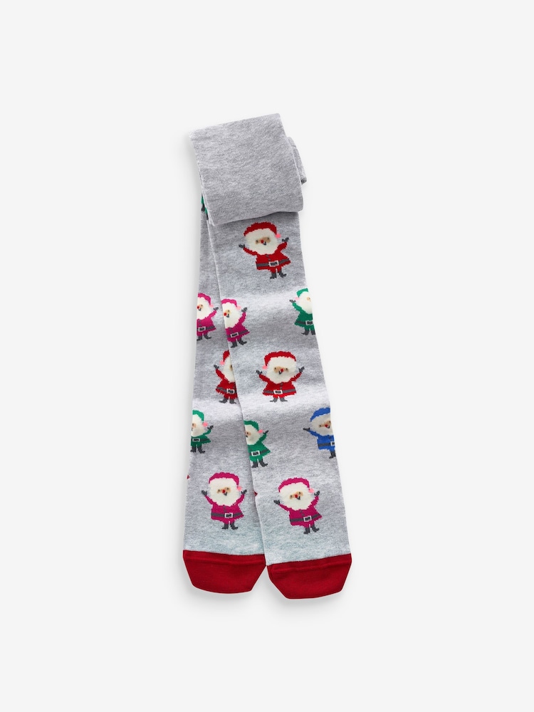 Grey Santa Cotton Rich Christmas Character Tights - Image 1 of 1