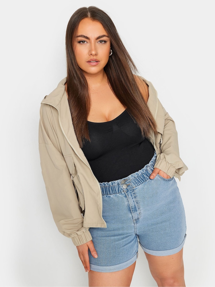 Blau - Yours Curve Denim-Shorts mit elastischem Bund - Bild 1 von 4 Blau - Yours Curve Denim-Shorts mit elastischem Bund - Bild 1 von 4