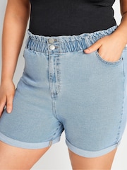 Yours Curve Blue Elasticated Denim Shorts - Image 4 of 4