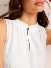 Boden White 100% Cotton Double Cloth Maxi Tiered Dress - Image 3 of 7