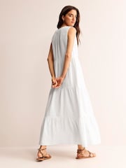 Boden White 100% Cotton Double Cloth Maxi Tiered Dress - Image 4 of 7
