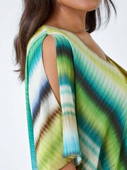 Roman Green Tie Dye Stripe Wrap Top - Image 5 of 5