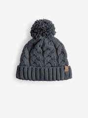 Charcoal Grey Cable Knit Pom Hat (1-16yrs) - Image 1 of 2