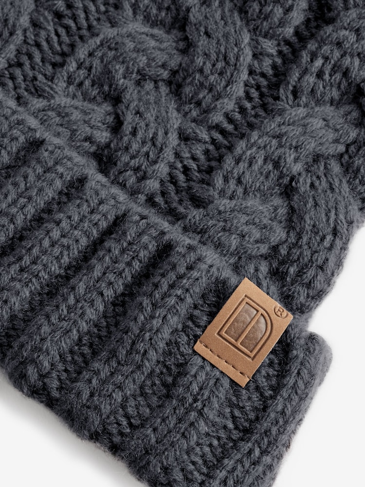 Charcoal Grey Cable Knit Pom Hat (1-16yrs) - Image 2 of 2