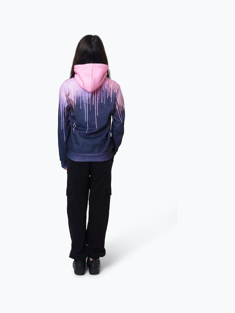 Hype. Girls Multi Dark Pastel Drips Black Hoodie - Image 2 of 4