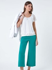 Roman White Chiffon Sleeve Stretch Top - Image 2 of 5