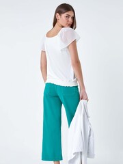 Roman White Chiffon Sleeve Stretch Top - Image 3 of 5
