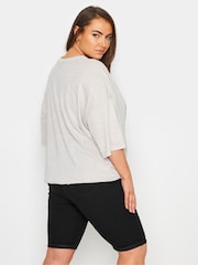 Yours Curve Black Basic Denim Shorts - Image 4 of 5