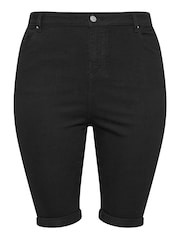 Yours Curve Black Basic Denim Shorts - Image 5 of 5