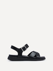 Linzi Black Alanis Front Cross-Over Flatform Sandals - Image 2 of 5