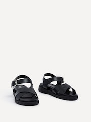 Linzi Black Alanis Front Cross-Over Flatform Sandals - Image 3 of 5
