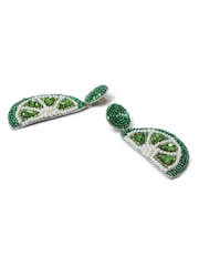 Aela Green Lime Jewelled Earrings - Image 2 of 2