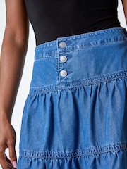 Roman Blue Tiered Button Detail Denim Skirt - Image 5 of 5