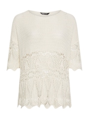 Yours Curve Cream Ivory White Crochet Detail Jumper - Image 5 of 5