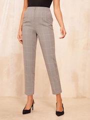 Friends Like These Brown Check Tailored Ankle Grazer Trousers Co Ord Suit - Image 1 of 4