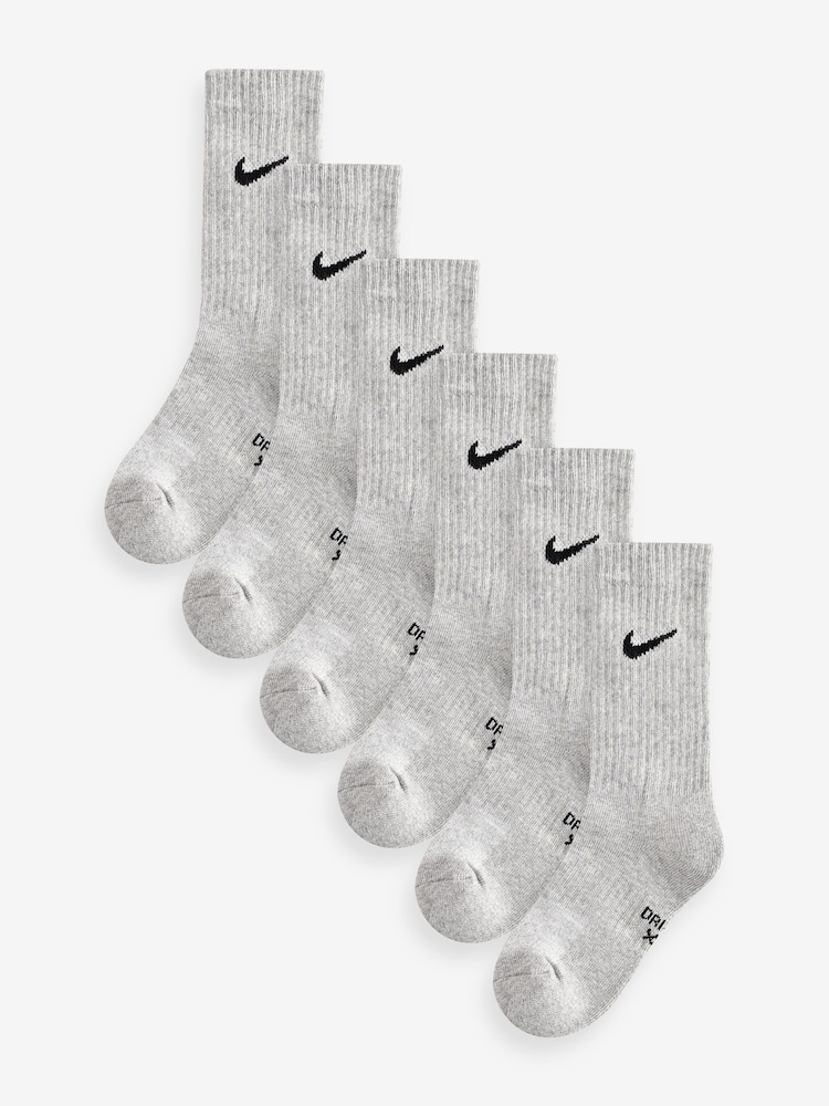 Nike Grey Little Kids Performance Crew Socks 6 Pack - Image 1 of 2