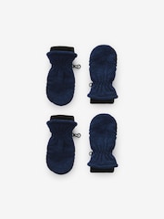 Navy Blue Marl Fleece Mittens 2 Pack (3mths-6yrs) - Image 1 of 3