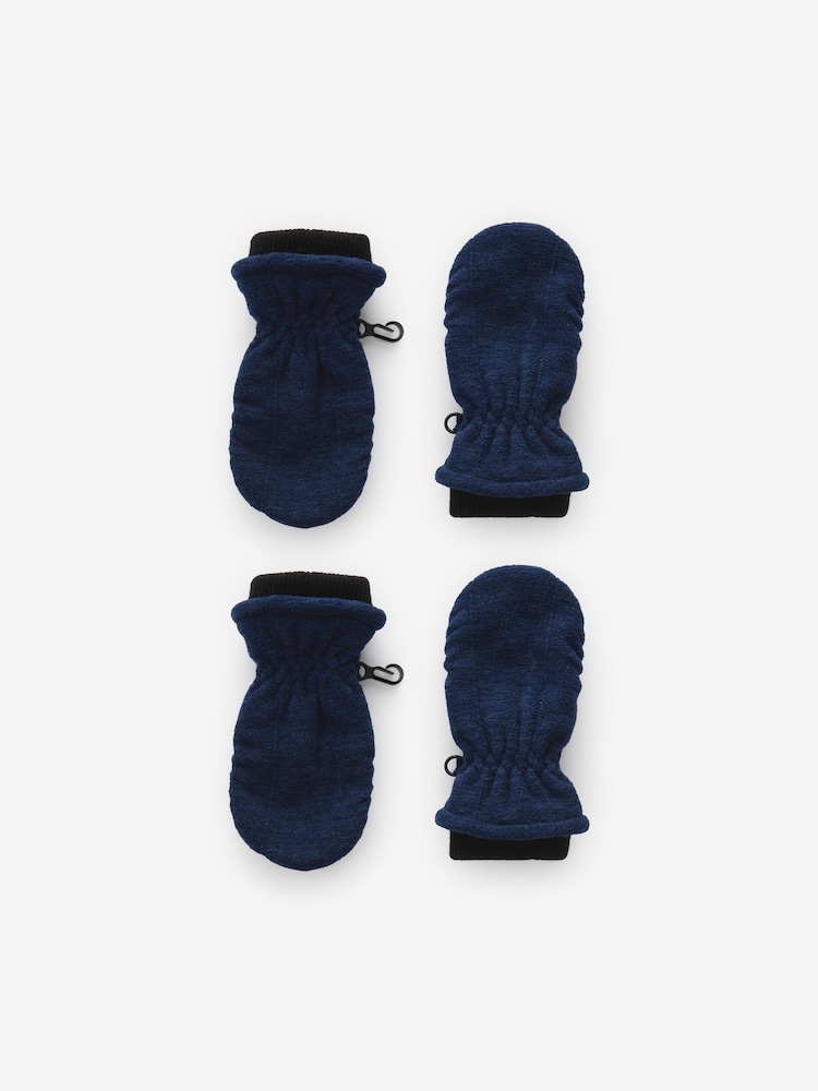 Navy Blue Marl Fleece Mittens 2 Pack (3mths-6yrs) - Image 1 of 3