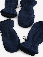 Navy Blue Marl Fleece Mittens 2 Pack (3mths-6yrs) - Image 2 of 3