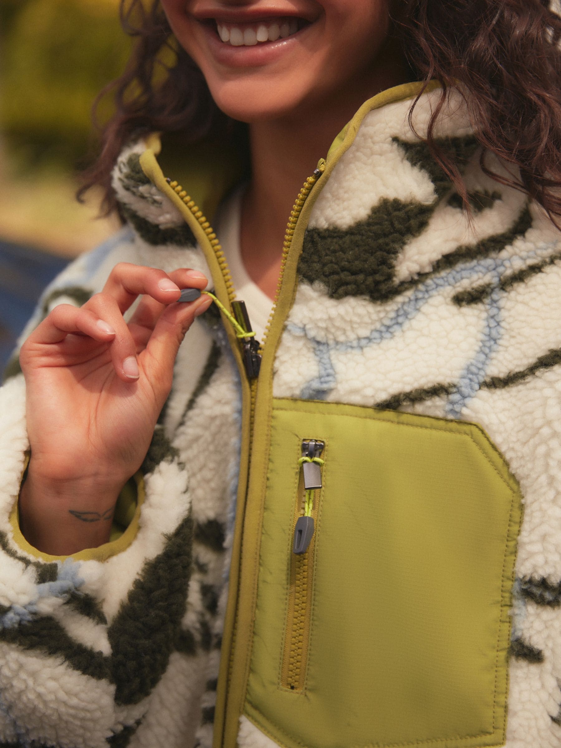 Buy Lime Green Reversible Teddy Borg Floral Jacket from Next