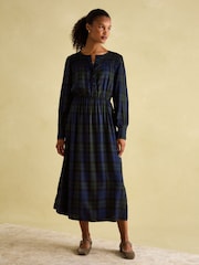 Joules Felicity Blue Smocked Midi Dress - Image 1 of 5