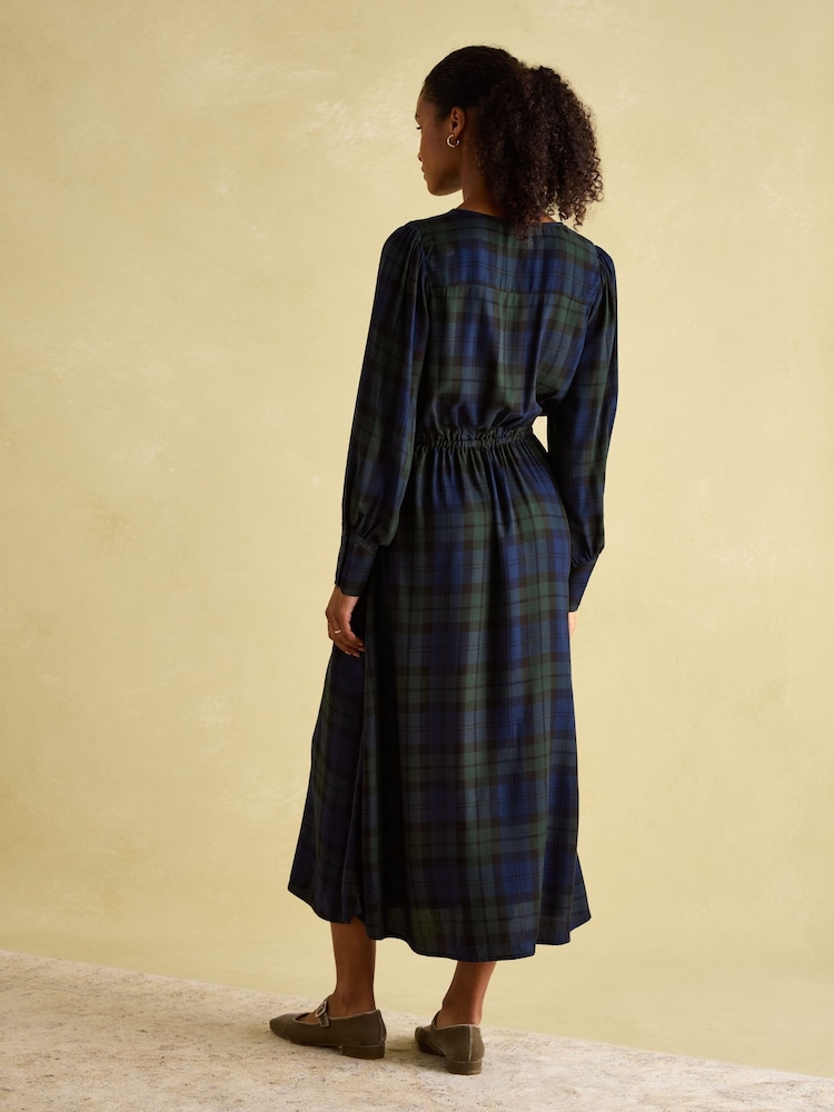 Joules Felicity Blue Smocked Midi Dress - Image 2 of 5