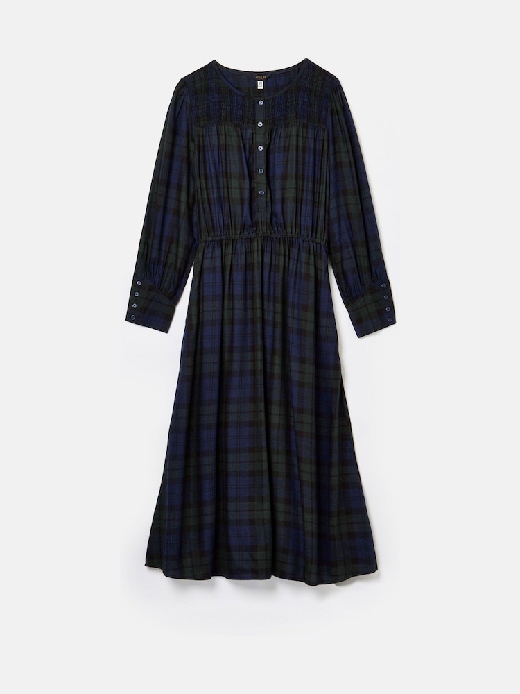 Joules Felicity Blue Smocked Midi Dress - Image 5 of 5