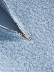 Light Blue Borg Fleece Quarter Zip Neck Sweat Top - Image 6 of 6