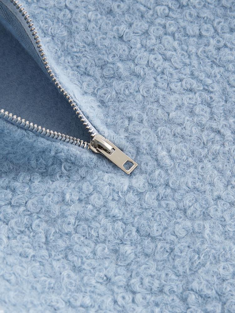 Light Blue Borg Fleece Quarter Zip Neck Sweat Top - Image 6 of 6
