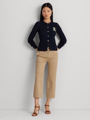 Темно-синий - Кардиган с узором "косичка" и логотипом Lauren Ralph Lauren Ralhan - Image 3 of 9