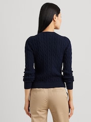 Темно-синий - Кардиган с узором "косичка" и логотипом Lauren Ralph Lauren Ralhan - Image 4 of 9