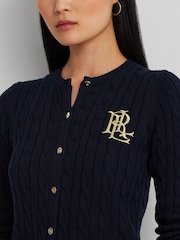 Темно-синий - Кардиган с узором "косичка" и логотипом Lauren Ralph Lauren Ralhan - Image 5 of 9