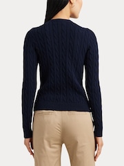 Темно-синий - Кардиган с узором "косичка" и логотипом Lauren Ralph Lauren Ralhan - Image 6 of 9