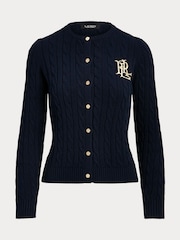 Темно-синий - Кардиган с узором "косичка" и логотипом Lauren Ralph Lauren Ralhan - Image 9 of 9