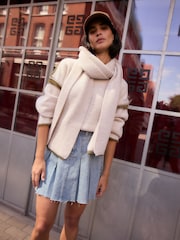 White Ecru Co-ord Soft Touch Knitted Scarf - Image 1 of 6