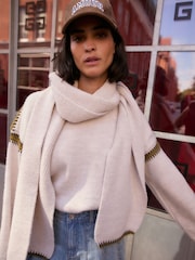 White Ecru Co-ord Soft Touch Knitted Scarf - Image 3 of 6