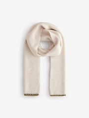 White Ecru Co-ord Soft Touch Knitted Scarf - Image 4 of 6