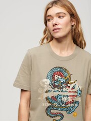 Superdry Green 100% Cotton Tokyo Relaxed T-Shirt - Image 2 of 6