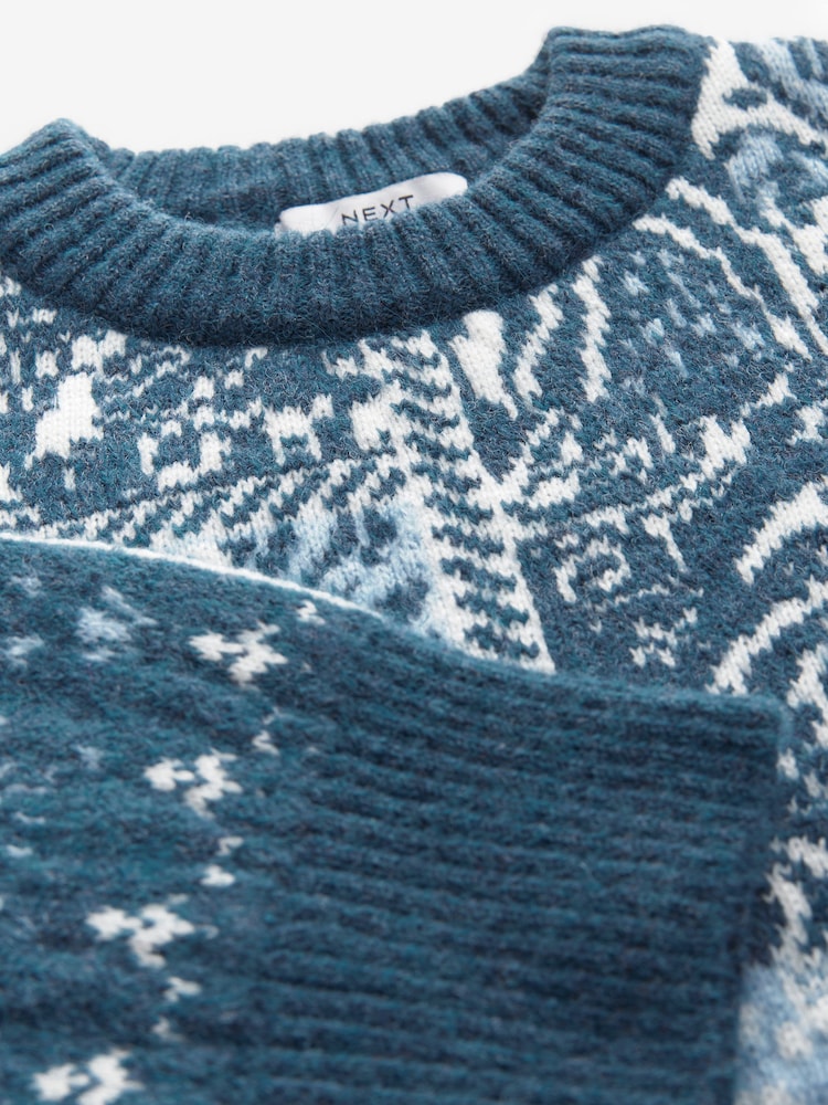 Bleu blanc - Motif paisley Jacquard Pull tricoté - Image 6 of 7