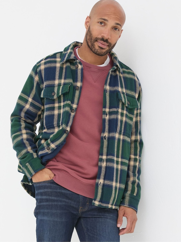 FatFace Ryton Dark Green Check Overshirt - Image 1 of 5